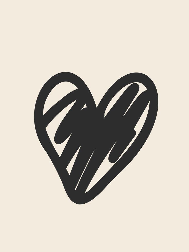 doodle love heart illustration - vector