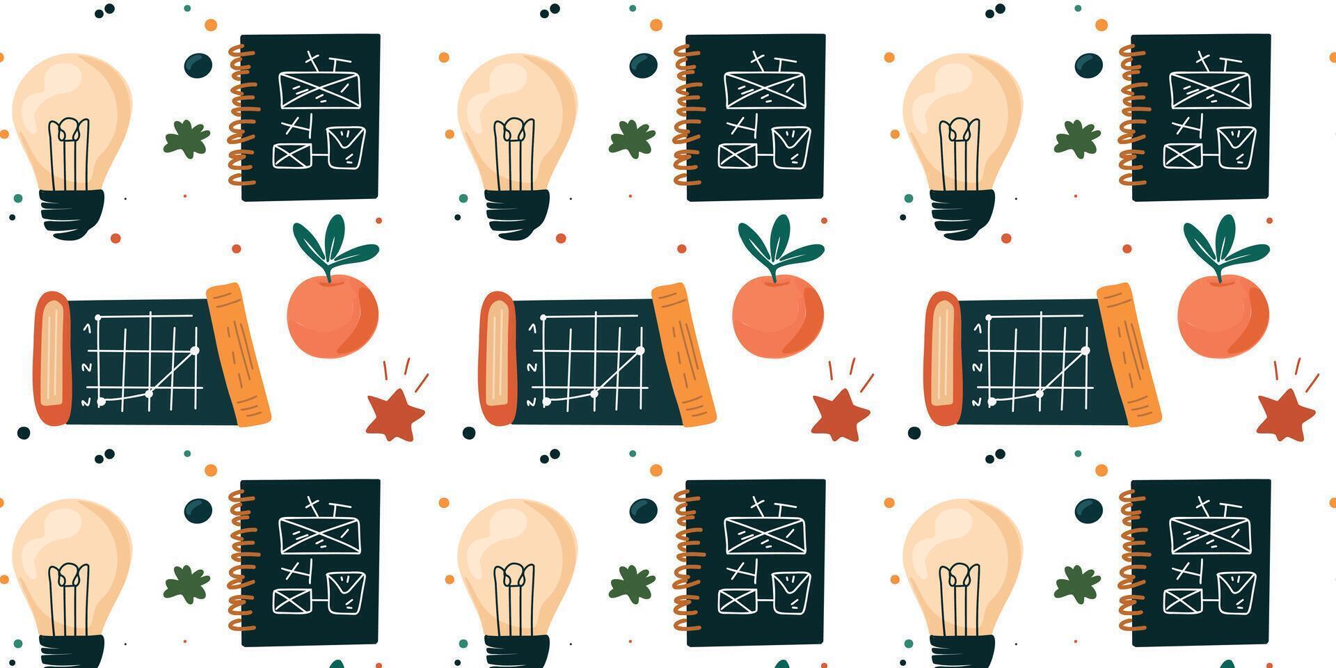 Seamless pattern for learning and ideas symbols of growth and inspiration vector