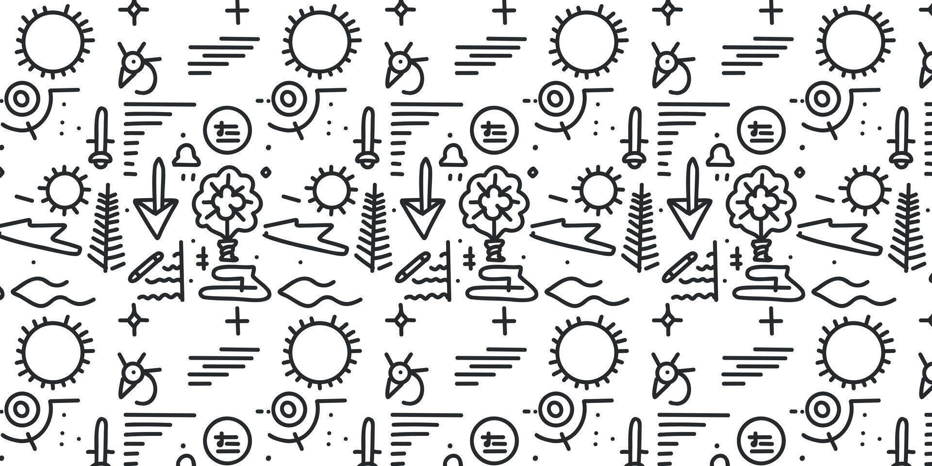 Fun seamless pattern with doodle elements for a lighthearted atmosphere vector