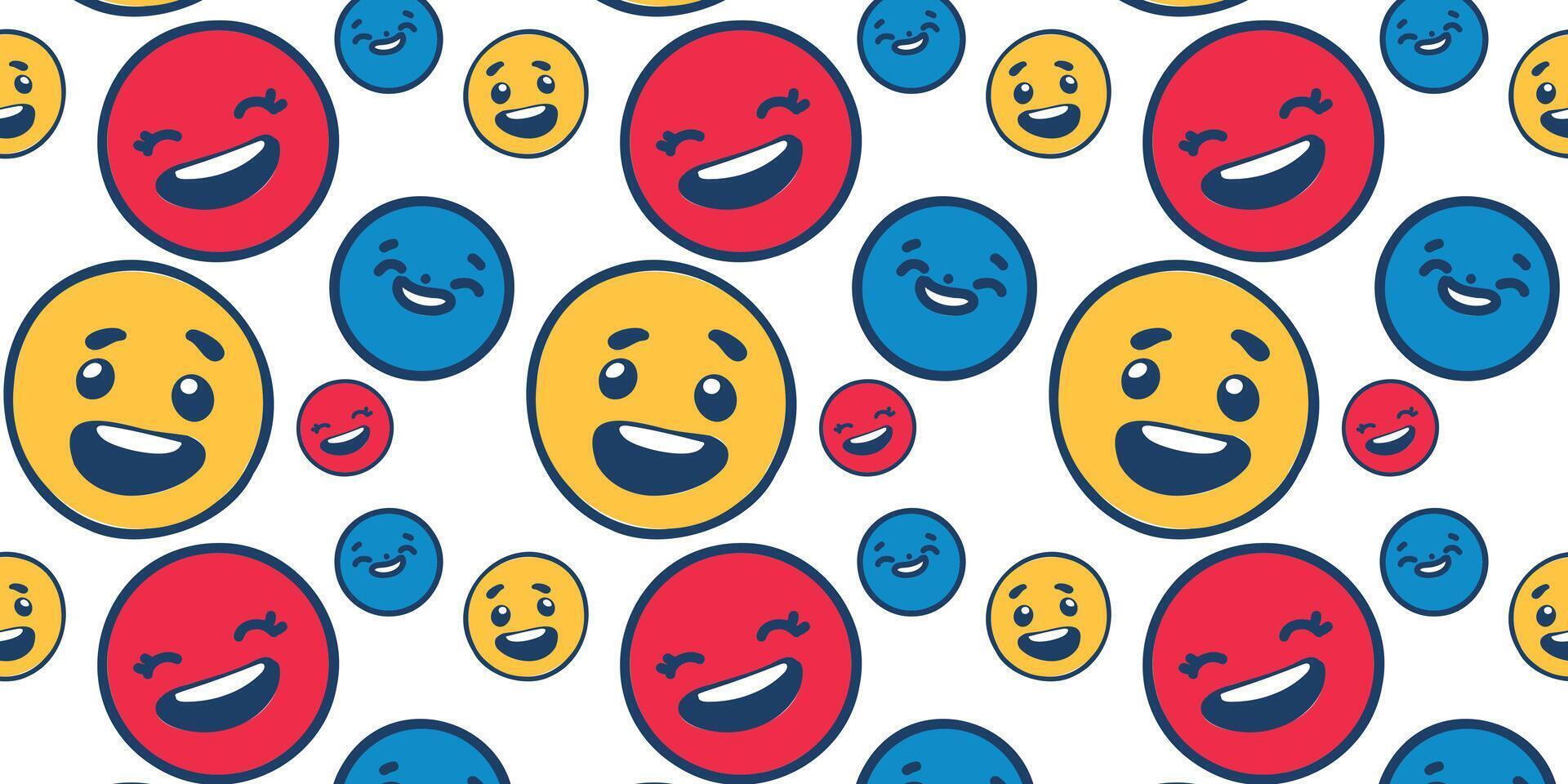 colorful smiling emoji seamless pattern vector