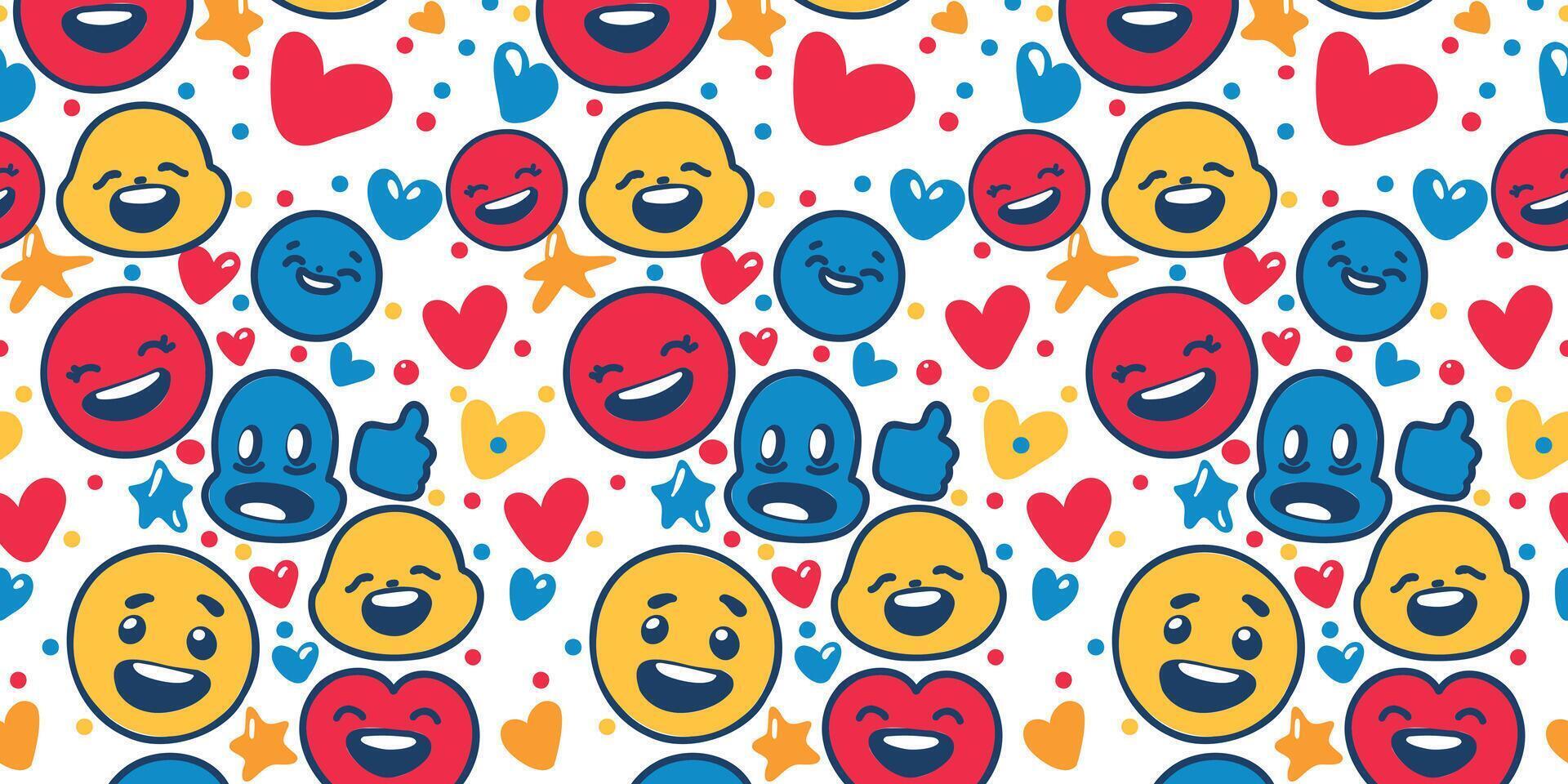 playful emoji faces seamless illustration vector