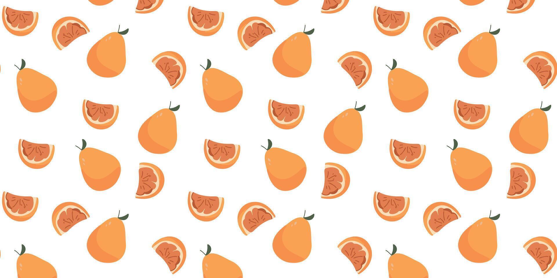 seamless pattern with whole oranges and slices vector