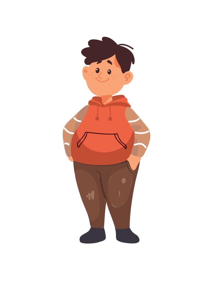 cheerful cartoon chubby child character vector
