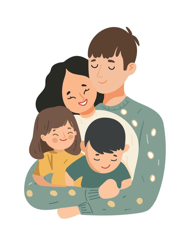 Loving family with parents and kids design vector