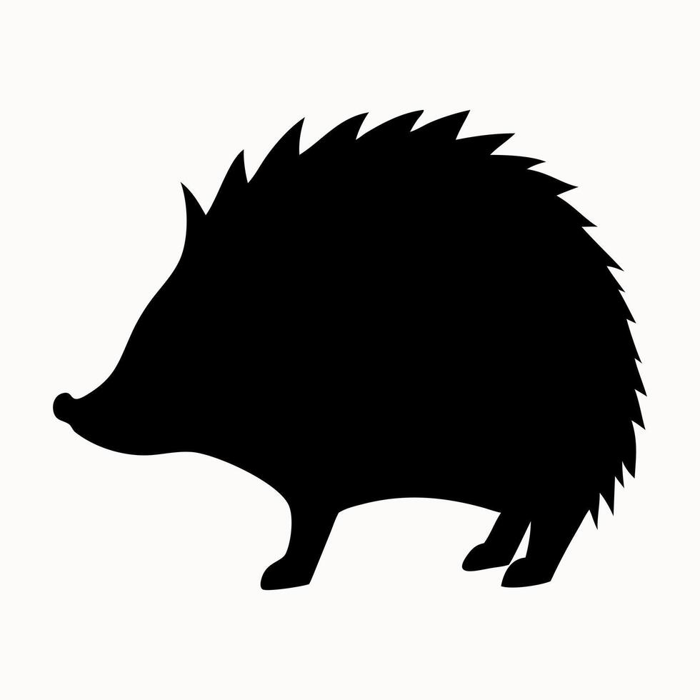 Hedgehog silhouette logo. Black icon hedgehog isolated on white background. Illustration side view. vector