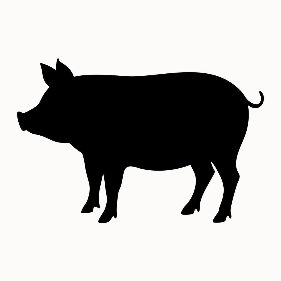 Pig silhouette logo. Black side icon pig isolated on white background. Illustration. vector