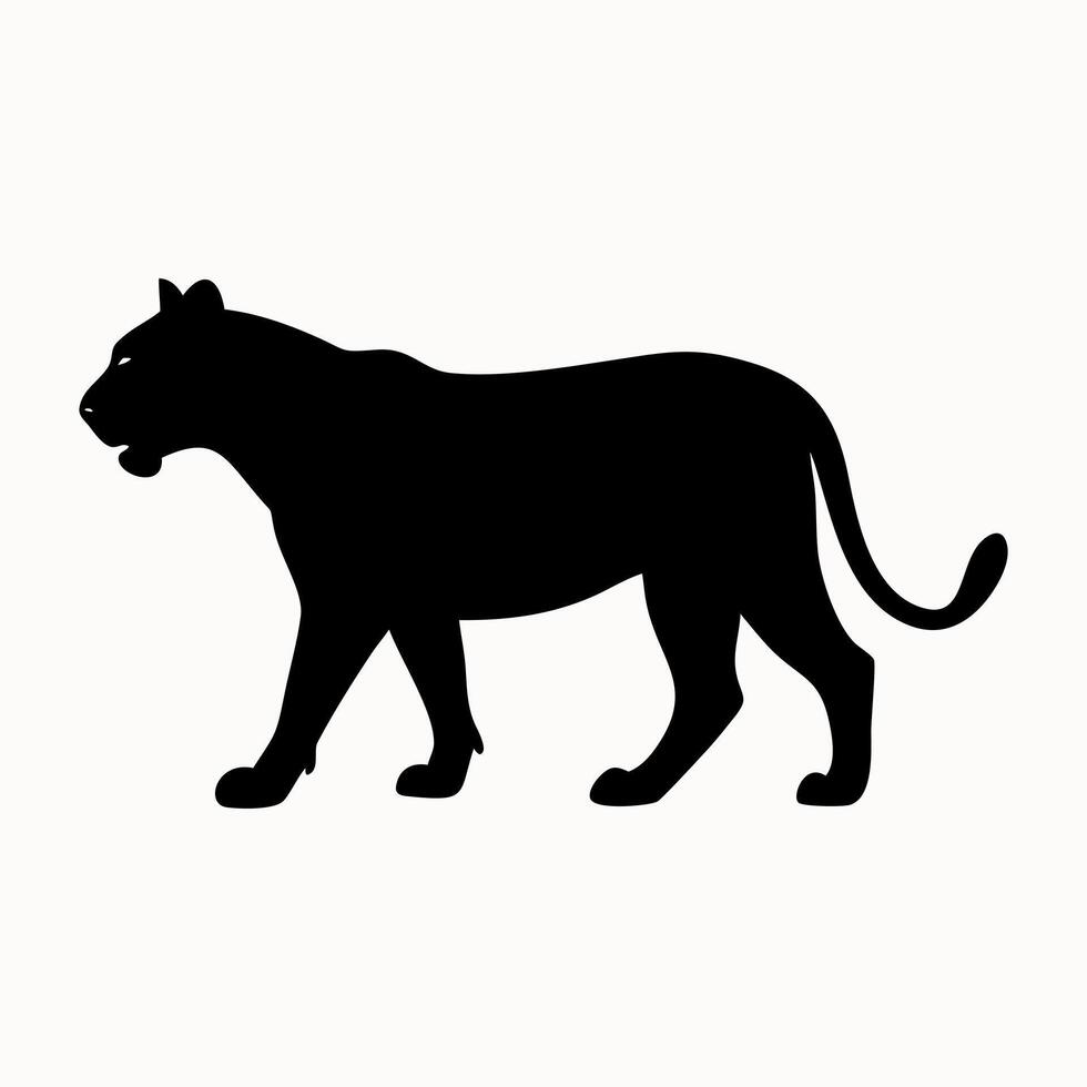 African tiger silhouette logo. Black icon isolated on white background. Illustration side view. vector