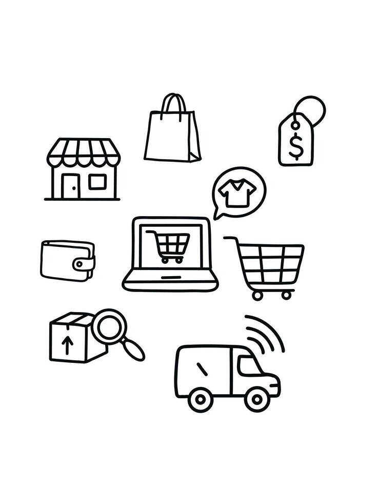 shopping logistics, digital commerce flow vector