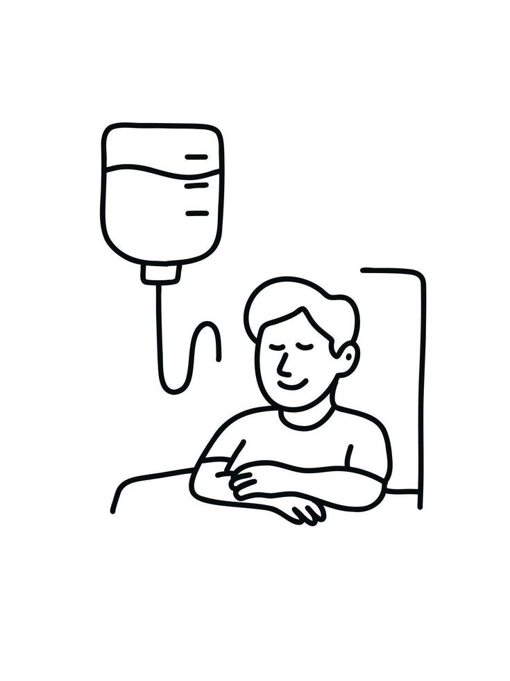 patient in bed, hospital recovery vector