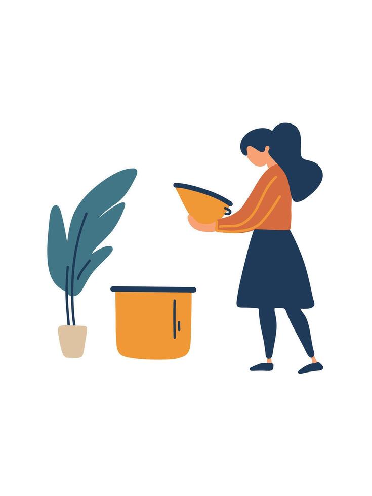 home cleaning with rag and bucket vector