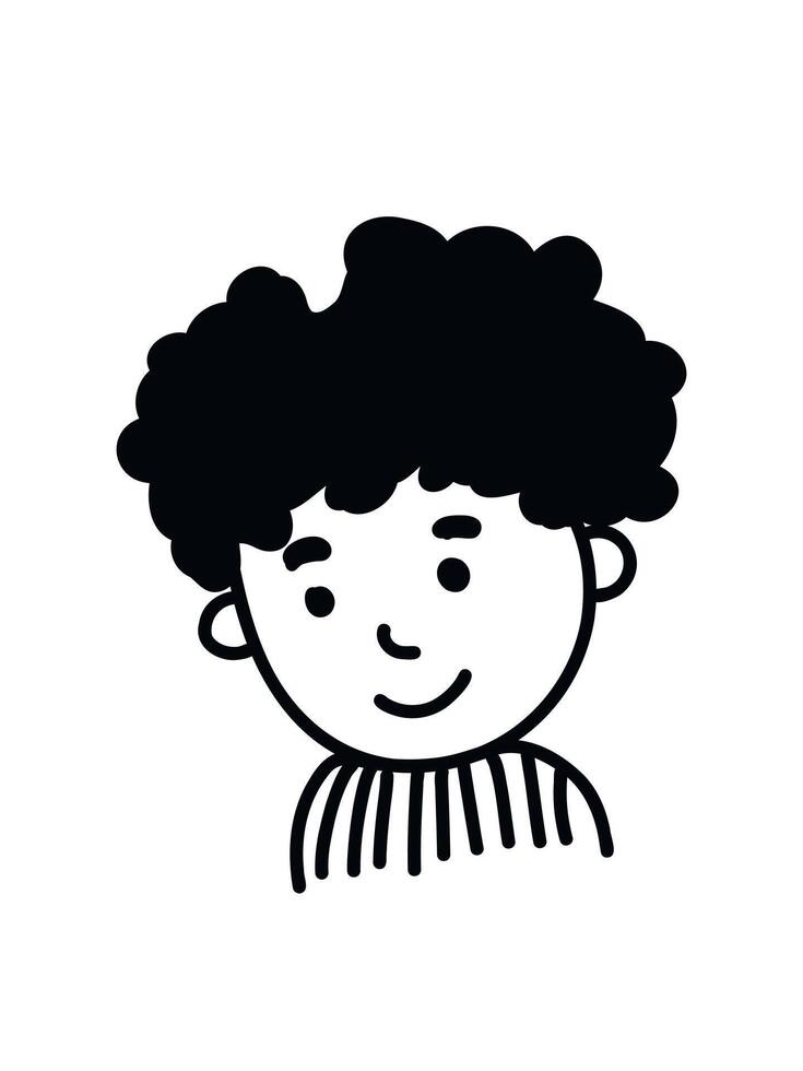Smiling boy in line art vector