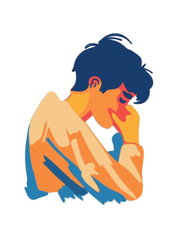 man with downward gaze vector