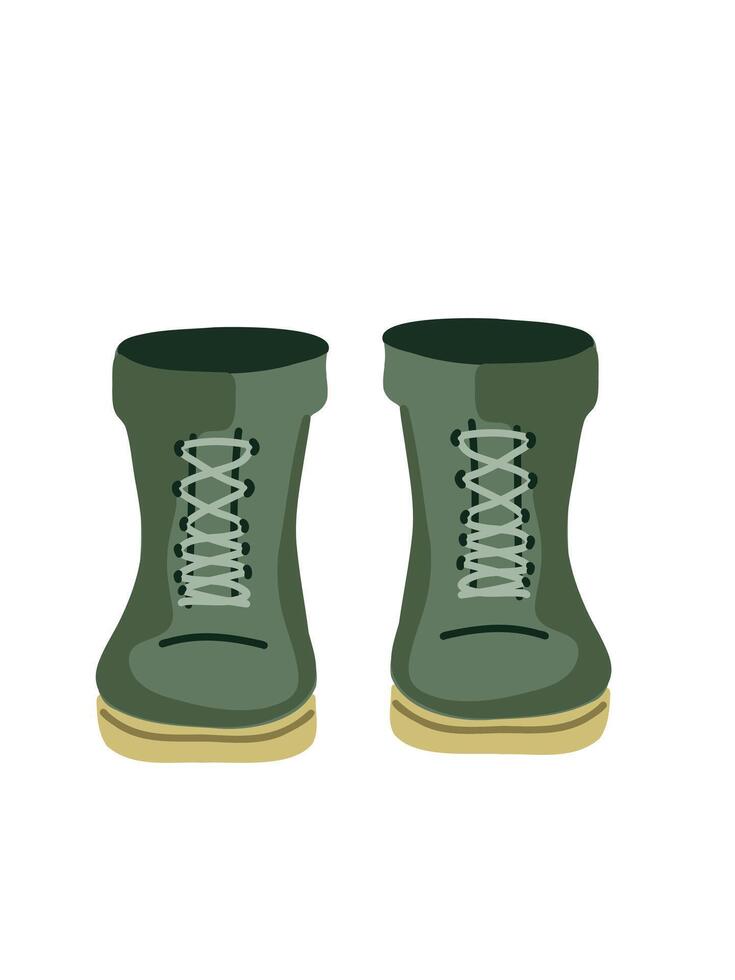 green rubber boots in cartoon style vector