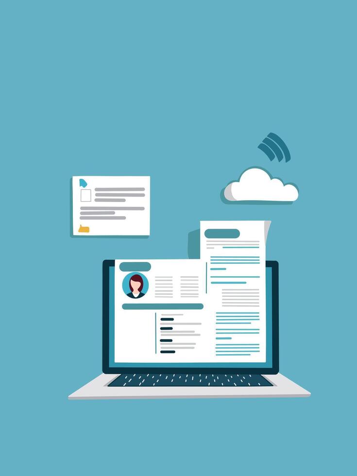 laptop with cloud connection vector