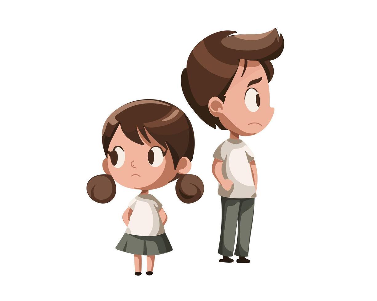 The cartoon characters, upset kids vector