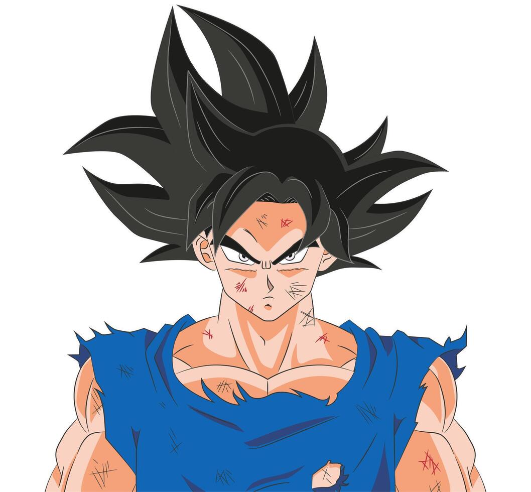High Quality Drawing of Goku in Ultra Instinct Sign Mode in Anime Style vector