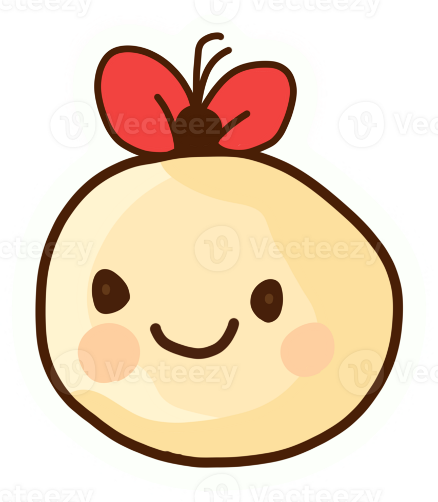 This adorably round, cream-colored character with rosy cheeks and a sweet smile radiates pure and innocent happiness. png