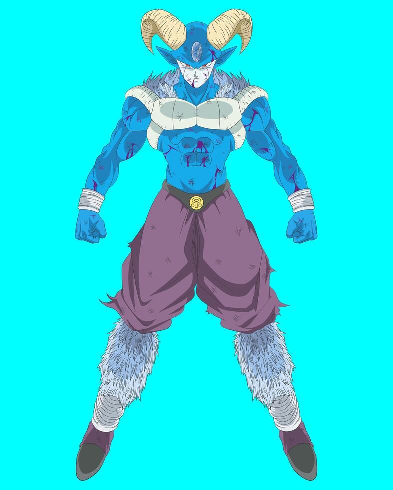illustration 2d Moro Full Body Battle Damaged Dragon Ball Villain vector