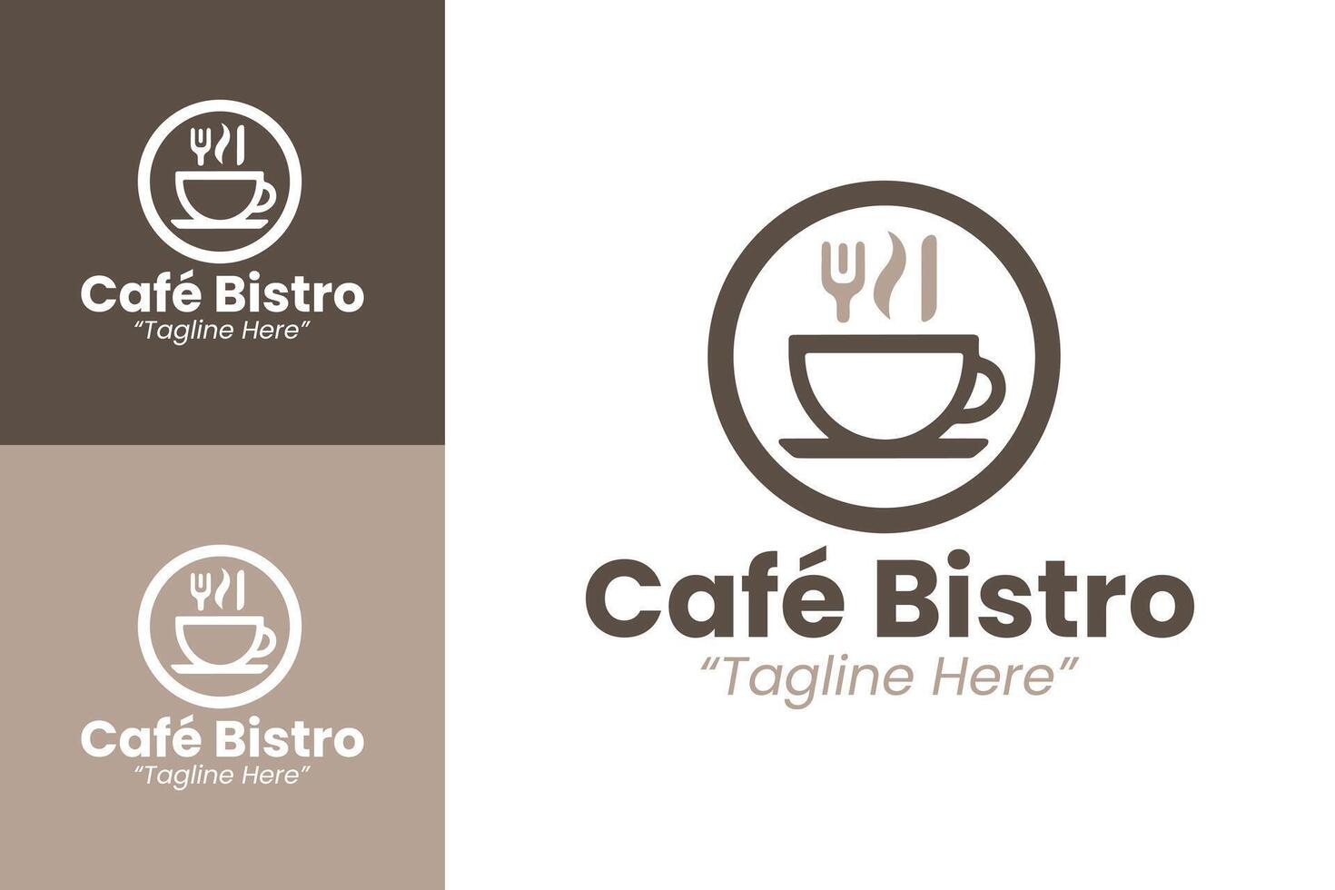 Modern and Elegant Cafe Bistro Logo Designs with Minimalist Cup and Steam Elements vector
