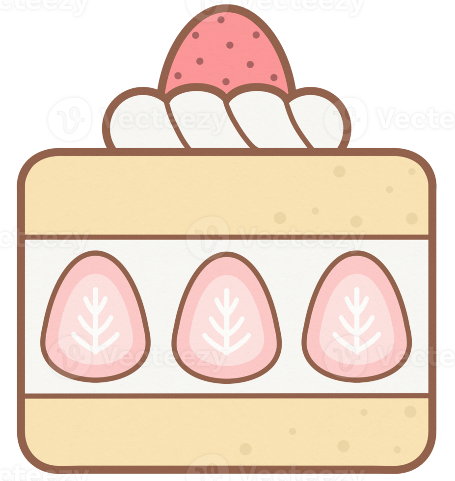 Cute Strawberry Fresh Cream Fruit Cake Hand Drawn Element png