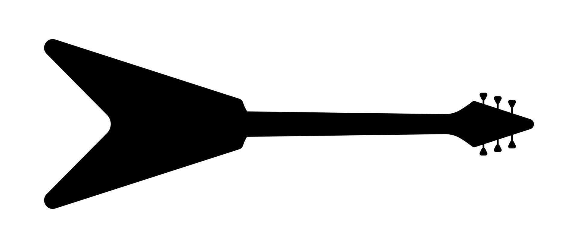 Trance acoustic guitar silhouette. Arrow shaped electric tool musical instrument with musical and bass capabilities as well compositions vector