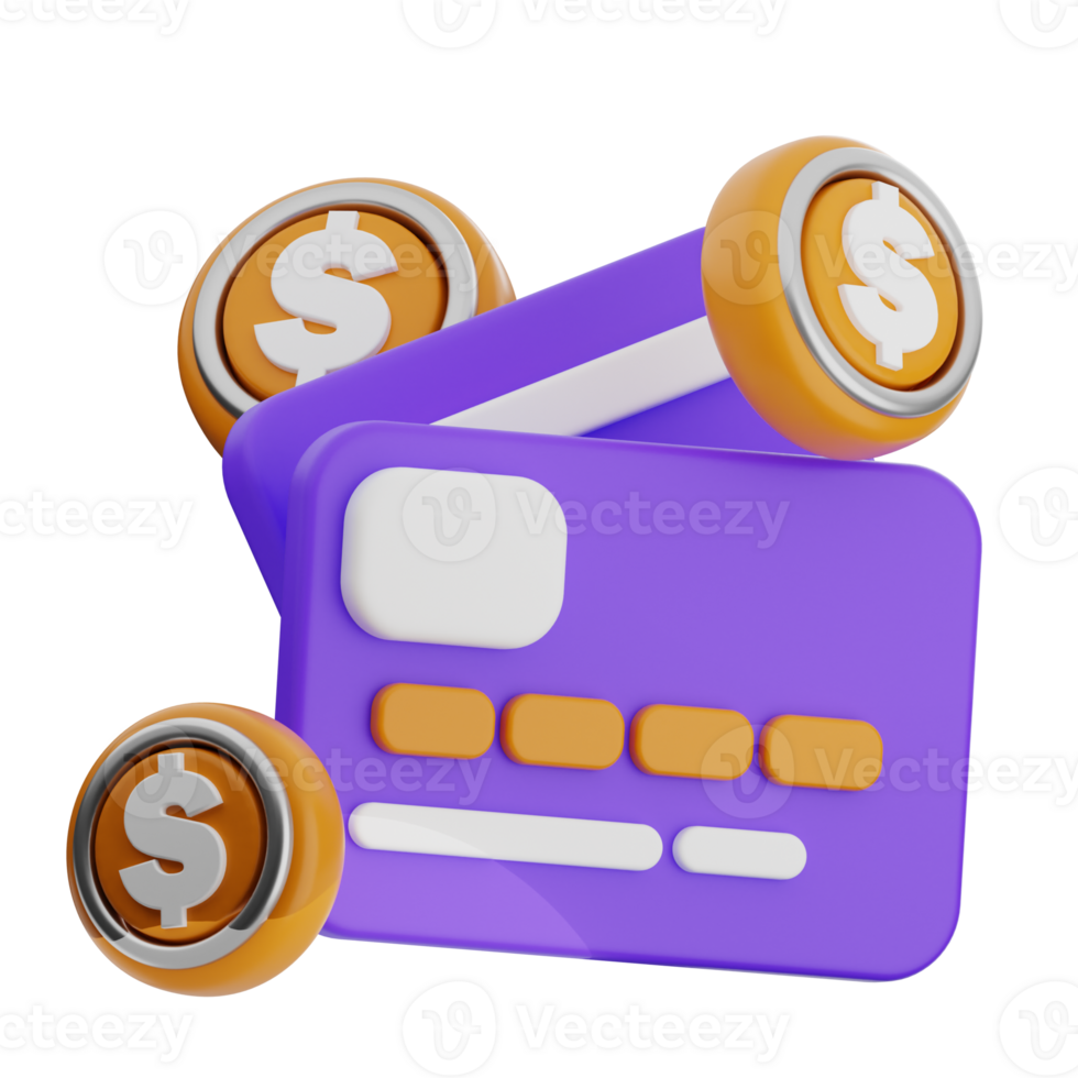 Bank card 3d illustration. payment icon. png