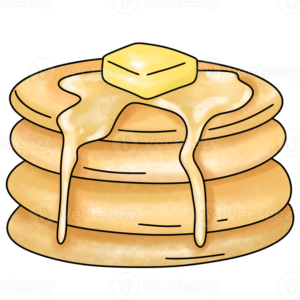Stack of pancake with honey syrup png