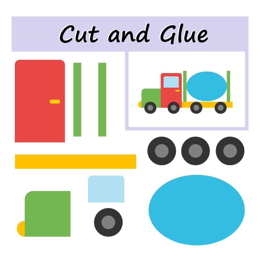 Cut parts of the image and glue on the paper DIY worksheet vector