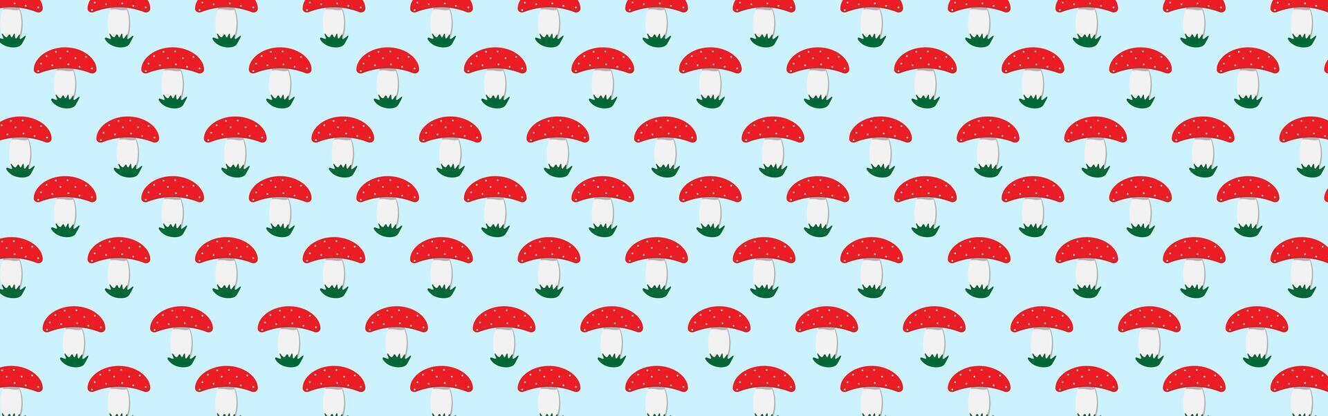 mushroom fly agaric pattern, on a light blue background, vector