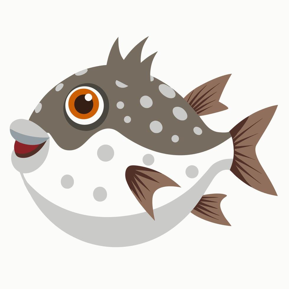 Cartoon Japanese fish fugu. Isolated illustration on white background. vector