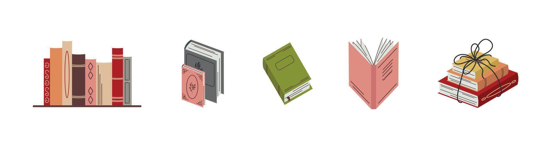 Illustrated books and stacks vector