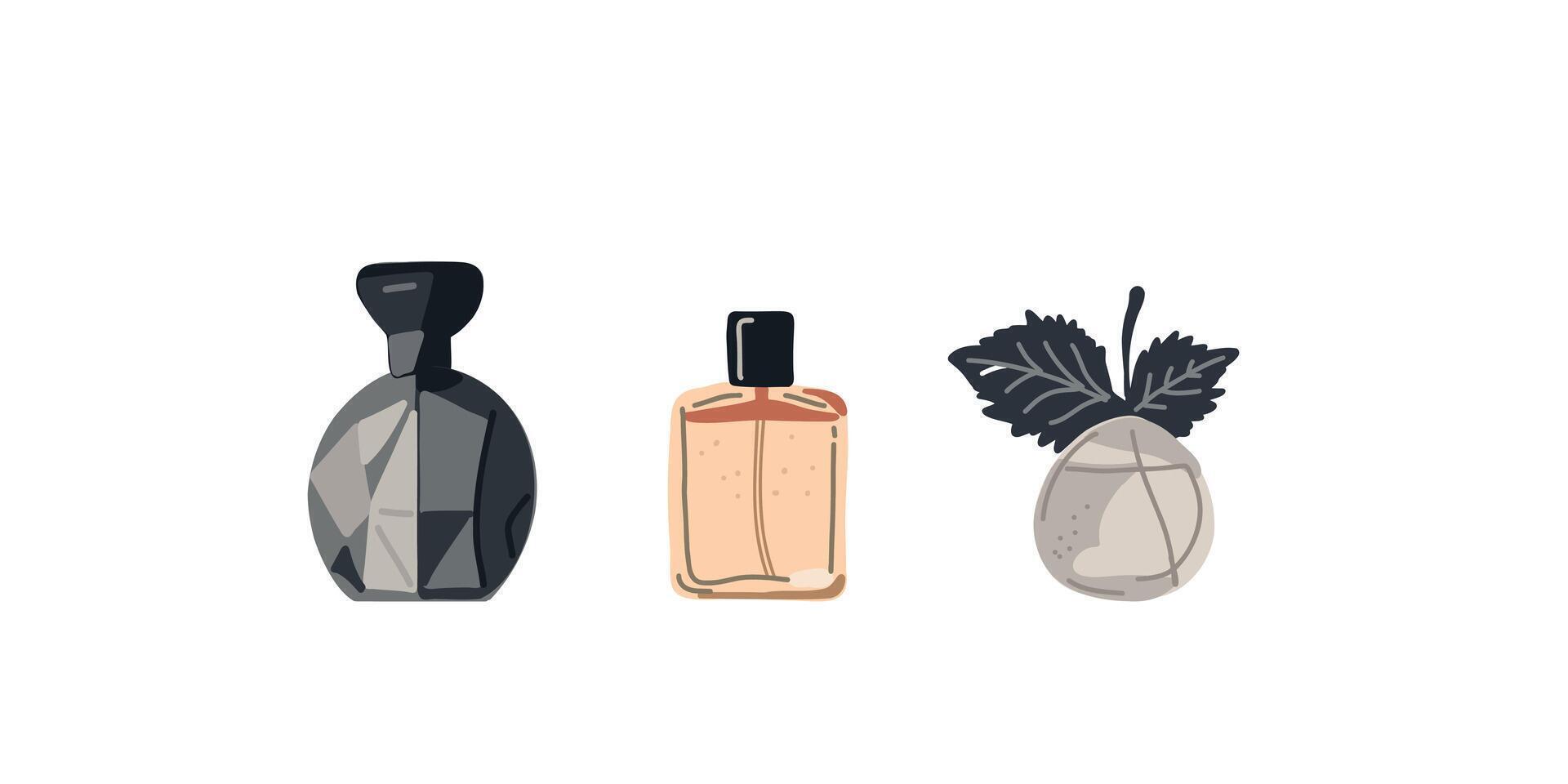 illustration of a perfume set in elegant bottles vector