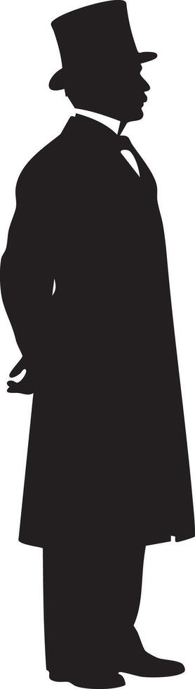 Silhouette of a man in a top hat and coat vector