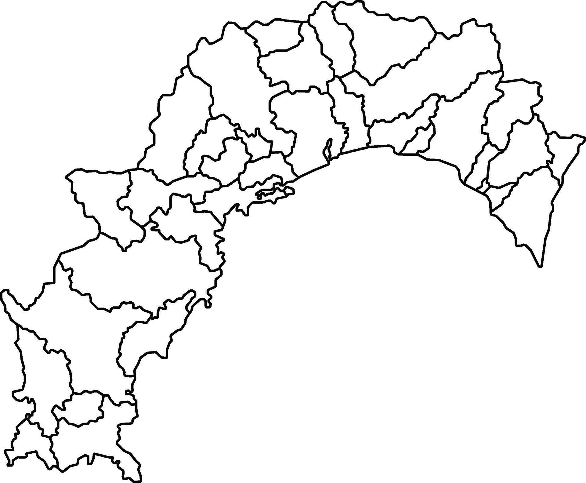 Map of Kochi Prefecture Japan with - Map Of Kochi Prefecture Japan With Cities And Borders Vector