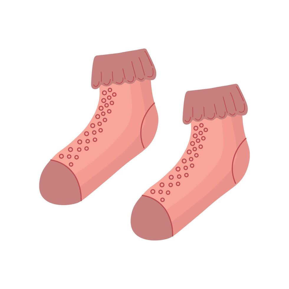 Pink Frilly Socks with Dotted Grip Pattern vector