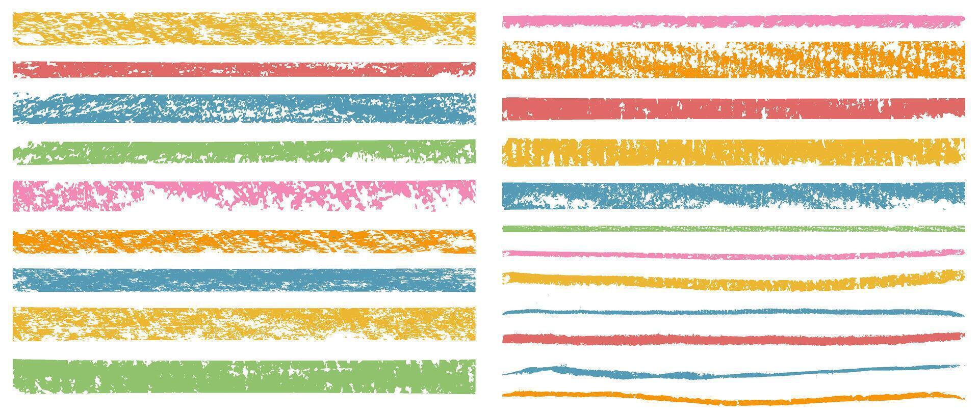 Set of colored pencil or chalk strokes. Large collection of charcoal and ink stroke textures. vector