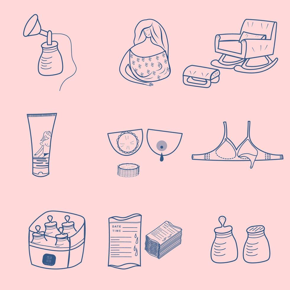 World Breastfeeding Week, Breastfeeding Week held o 1st to 7th August, World Breastfeeding Week stock elements illustration, eps file. vector