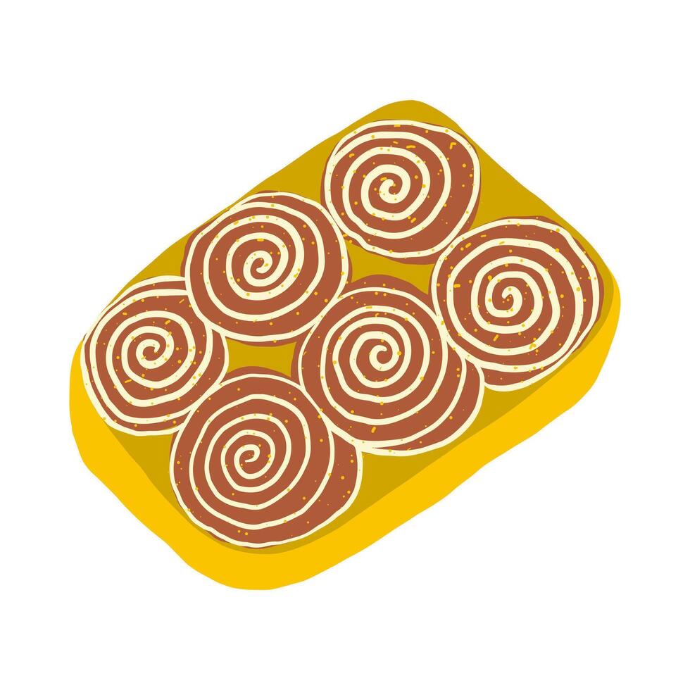 Cinnabon, hand drawn cinnamon bun. Delicious cinnamon bun. Food baked in flat style. Bakery concept vector