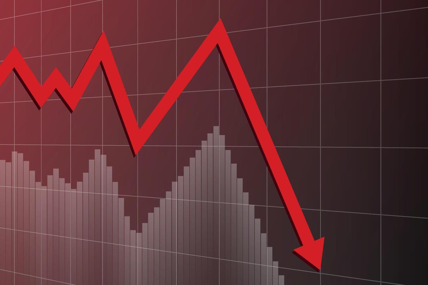 Simple Presentation of Red Arrow Depicting Economic Recession and Financial Downturn vector