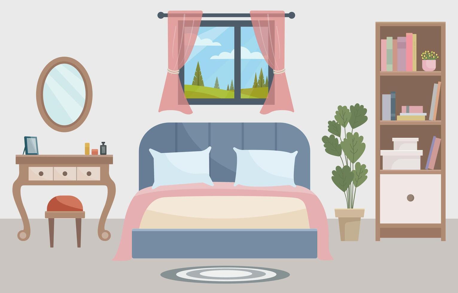 Stylish bedroom with modern decor vector