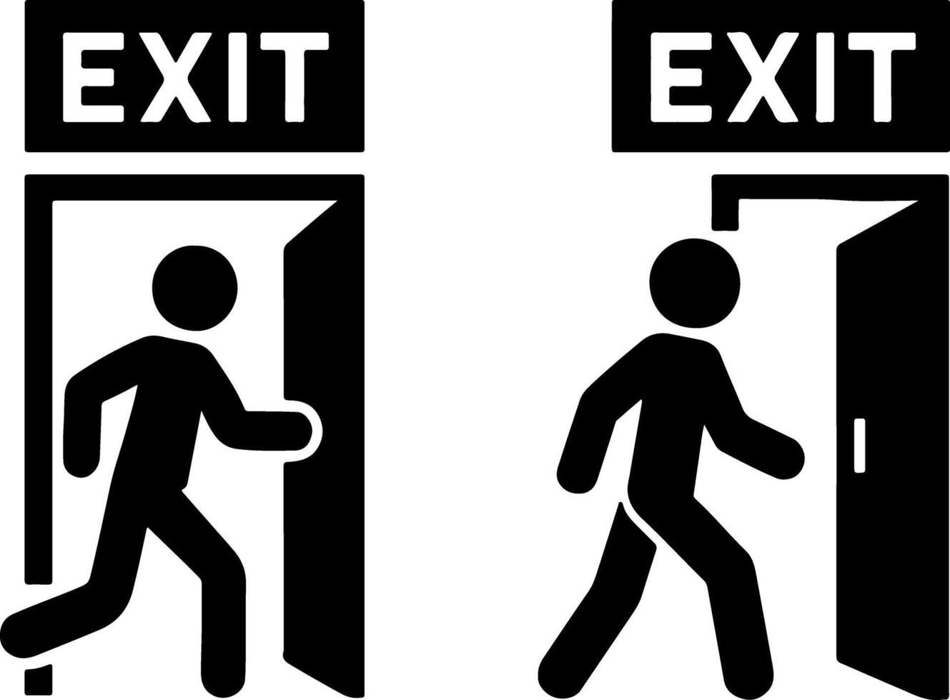 Exit Sign Silhouettes Running and Walking Icons vector
