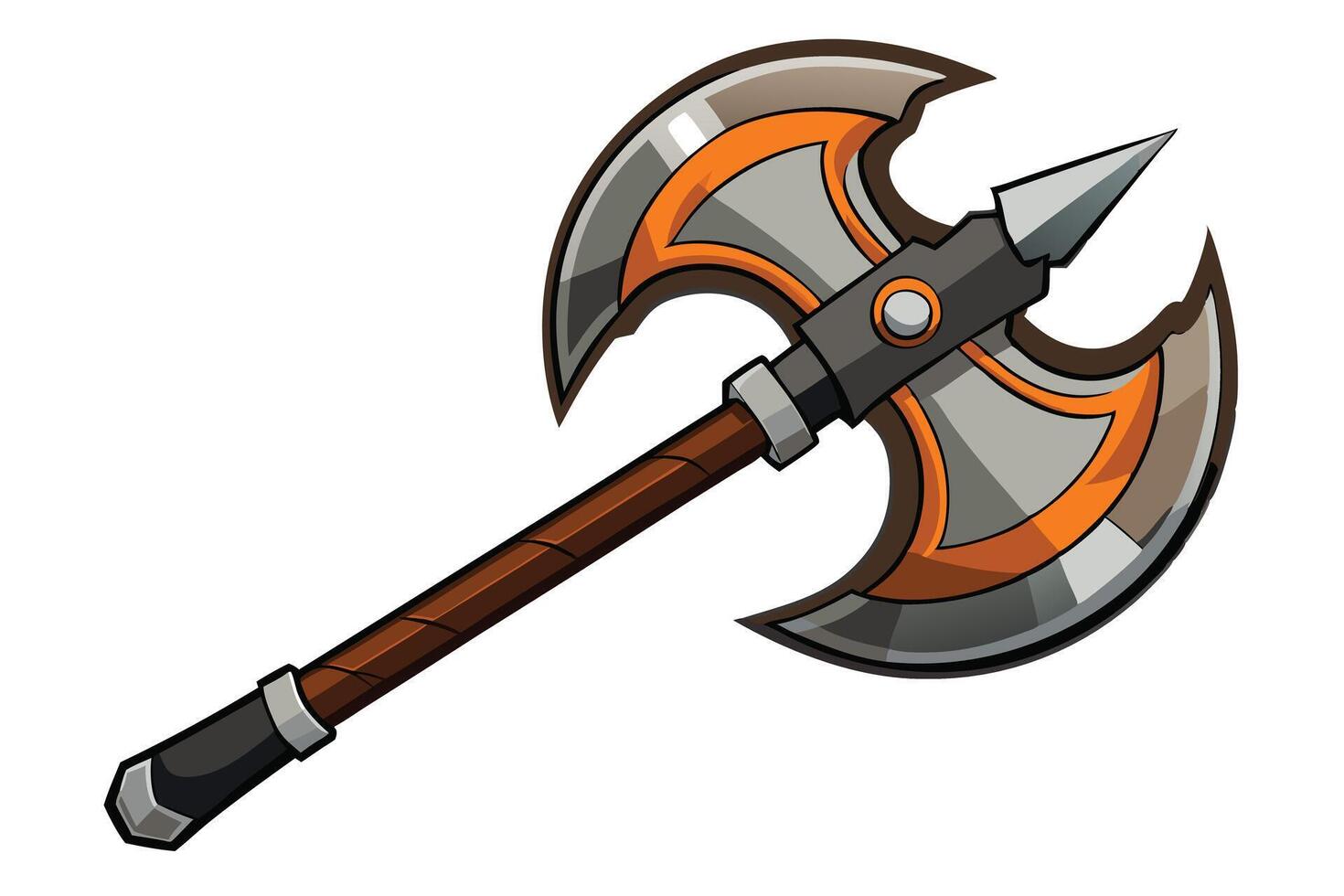 Mighty Double-Bladed Battle Axe A Fearsome Medieval Weapon Illustration, Isolated on White Background - Professional digital artwork with vibrant colors and detailed composition vector