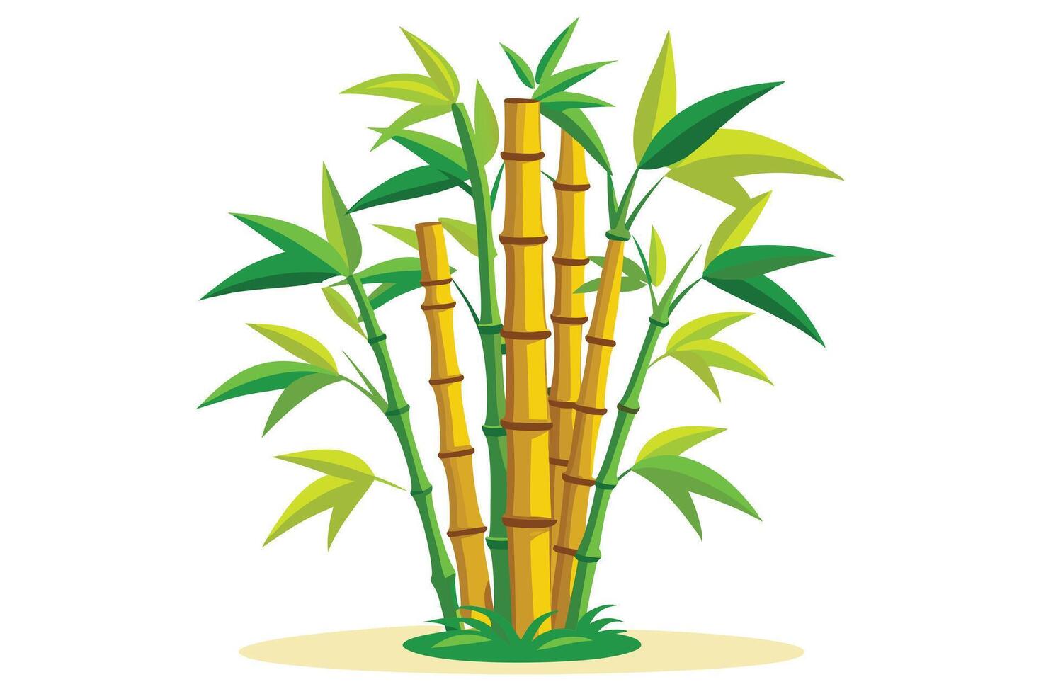 Lush Green Bamboo Grove Illustration Vibrant Tropical Plants Flourishing in Serene White Background - Professional digital artwork with vibrant colors and detailed composition vector