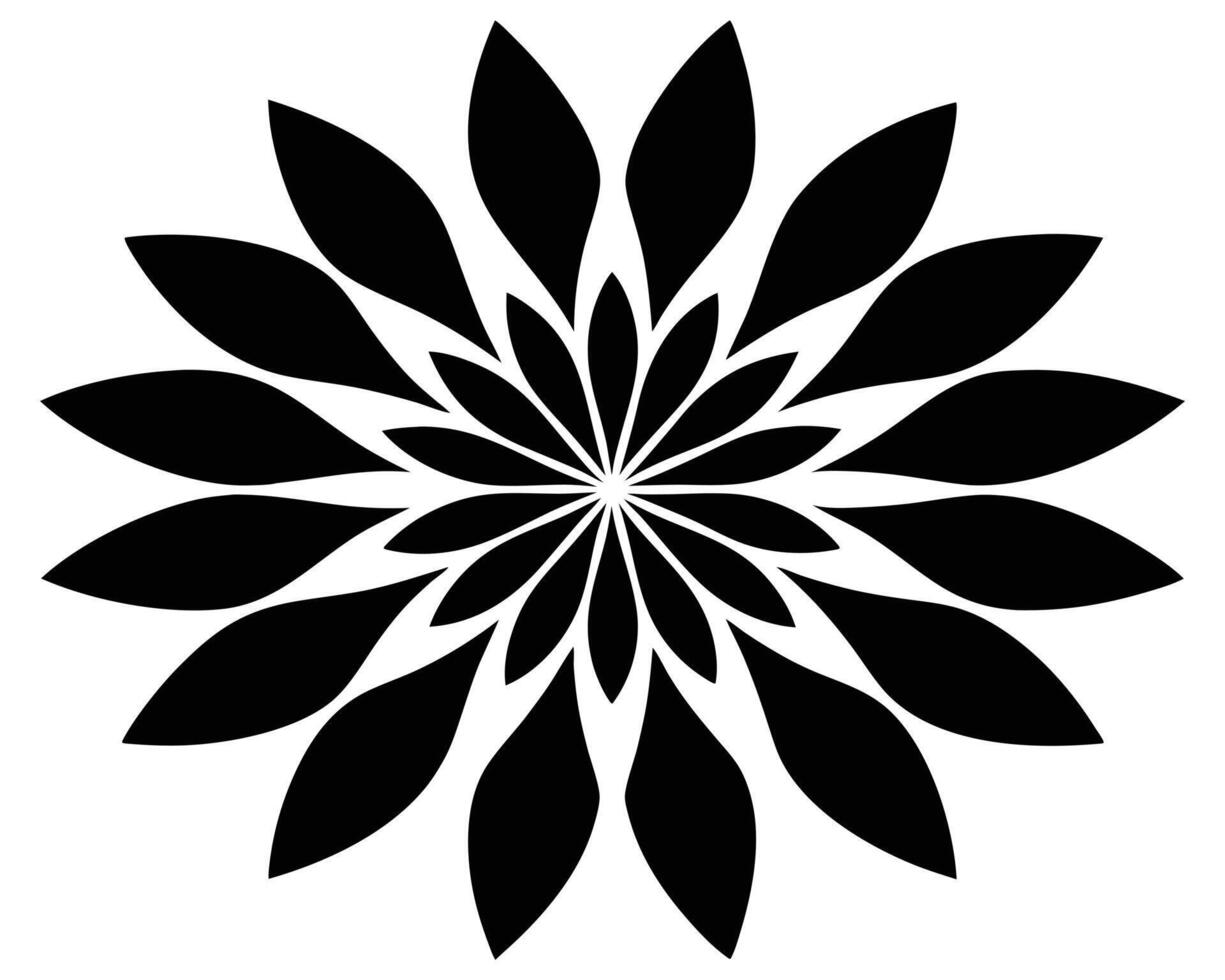 Elegant Black Mandala Flower Design A Symmetrical, Intricate, and Serene Floral Illustration for Print and Digital Use vector