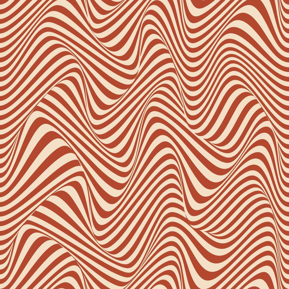 Seamless Wavy Autumn Pattern with Retro Lines, Abstract Fall Backgrounds vector