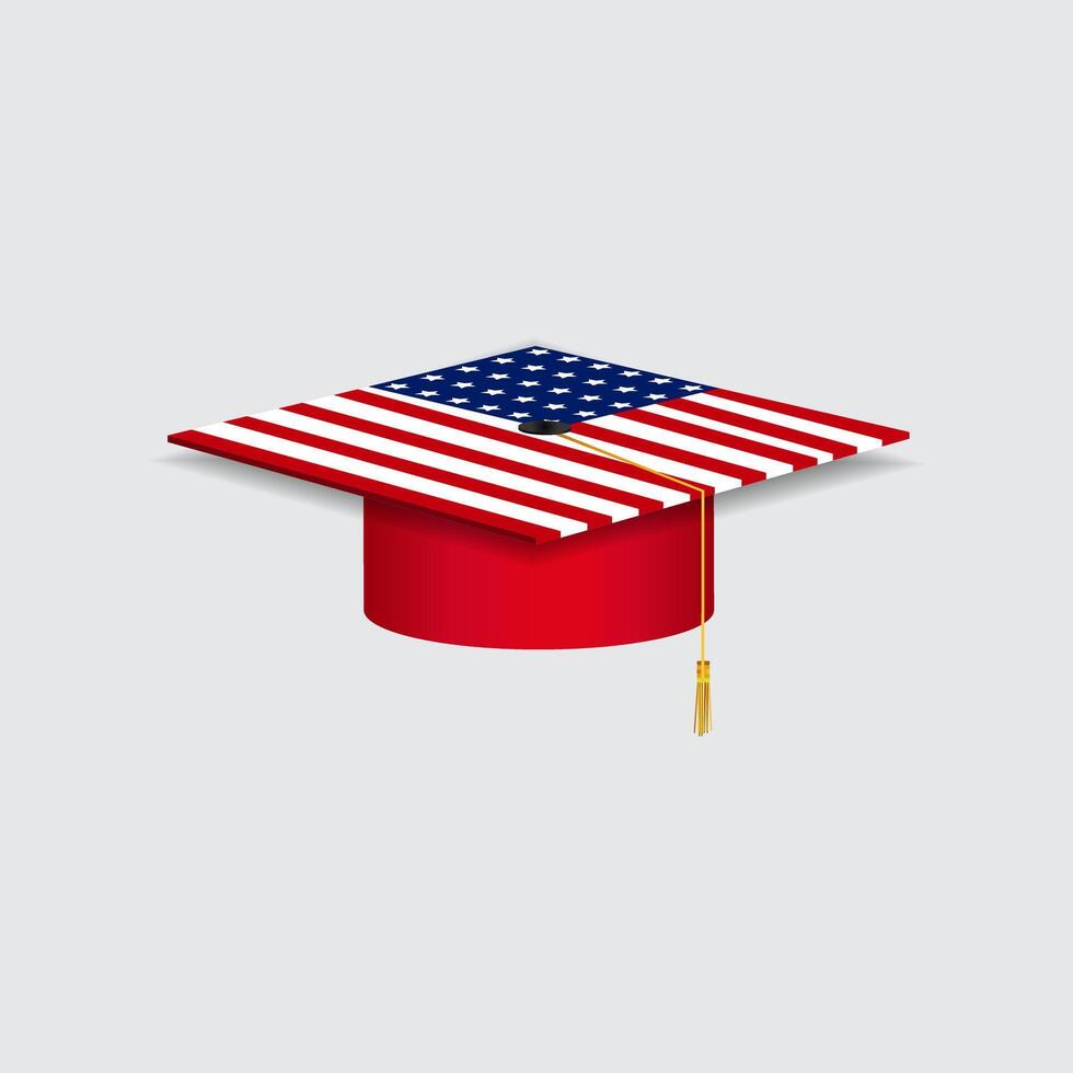 Graduation cap hat isolated on white background vector