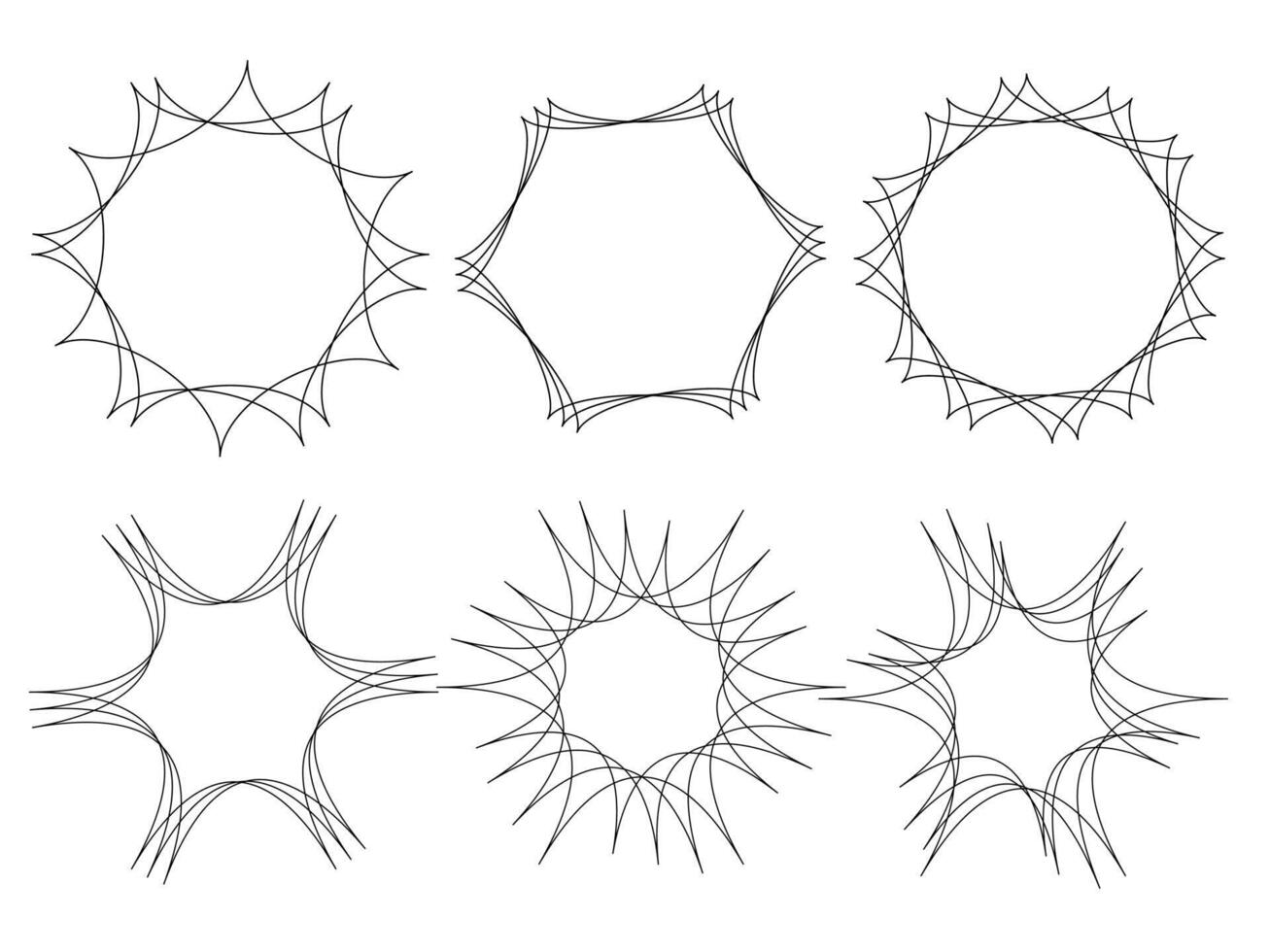 Collection of six ornate geometric floral decorative frames vector