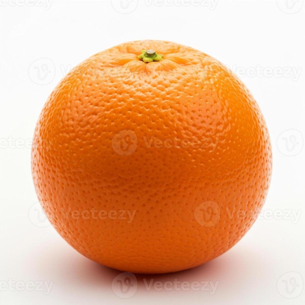 Fresh orange with textured peel on white background, vibrant and juicy citrus fruit symbolizing health, vitamin C, and freshness. photo
