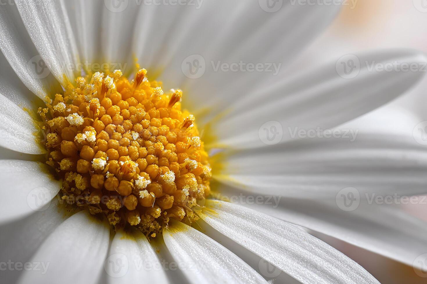 Realistic daisy macro with delicate yellow heart and petals photo