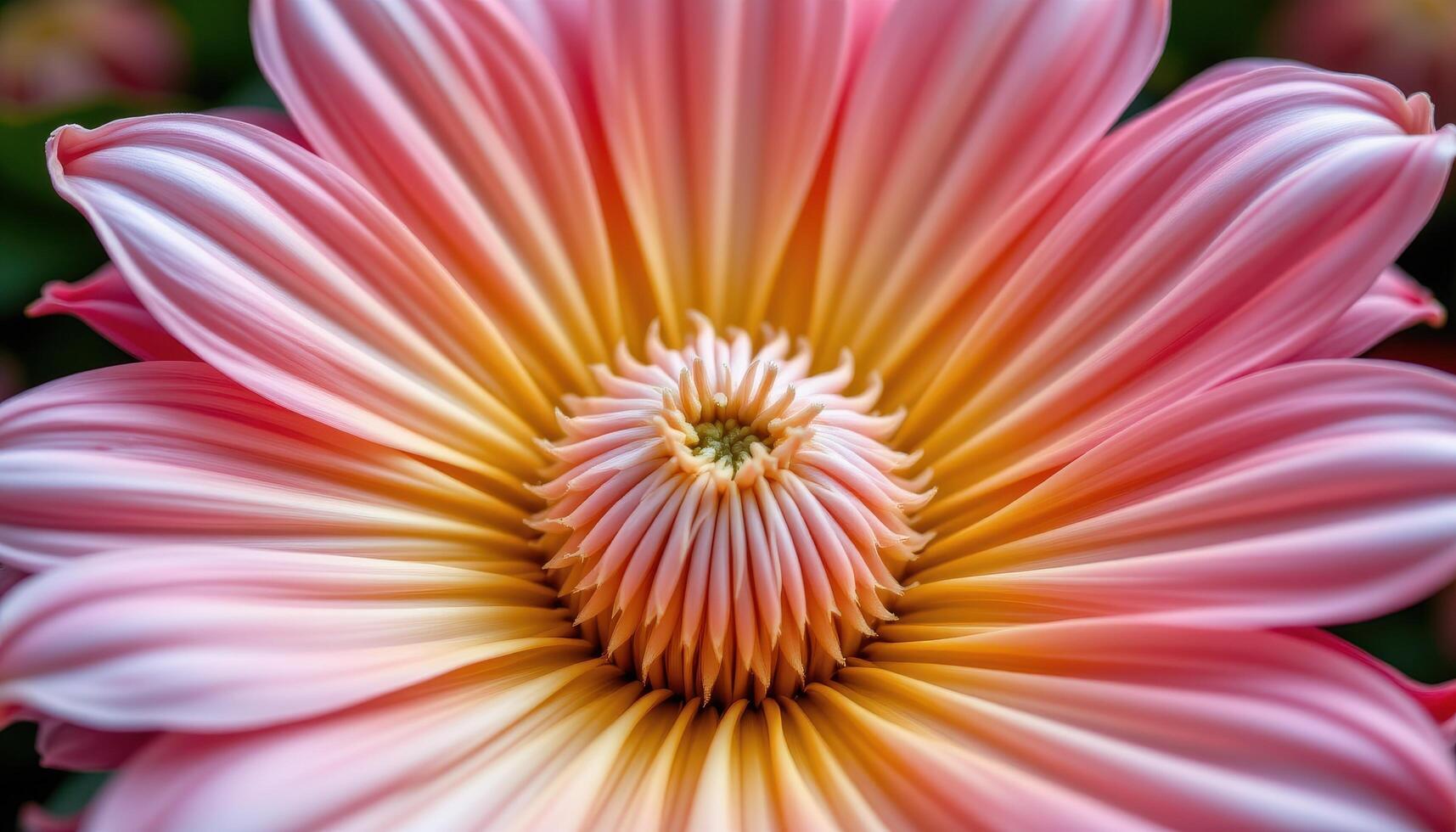 close up view of a podium flanked by fan shaped floral structures that spread outward like wings from a central bloom. photo